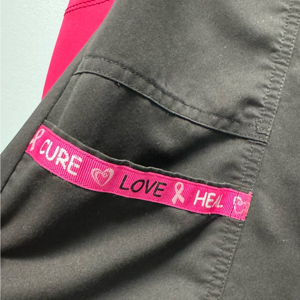 Healing Hands Gray and Pink Scrub Top